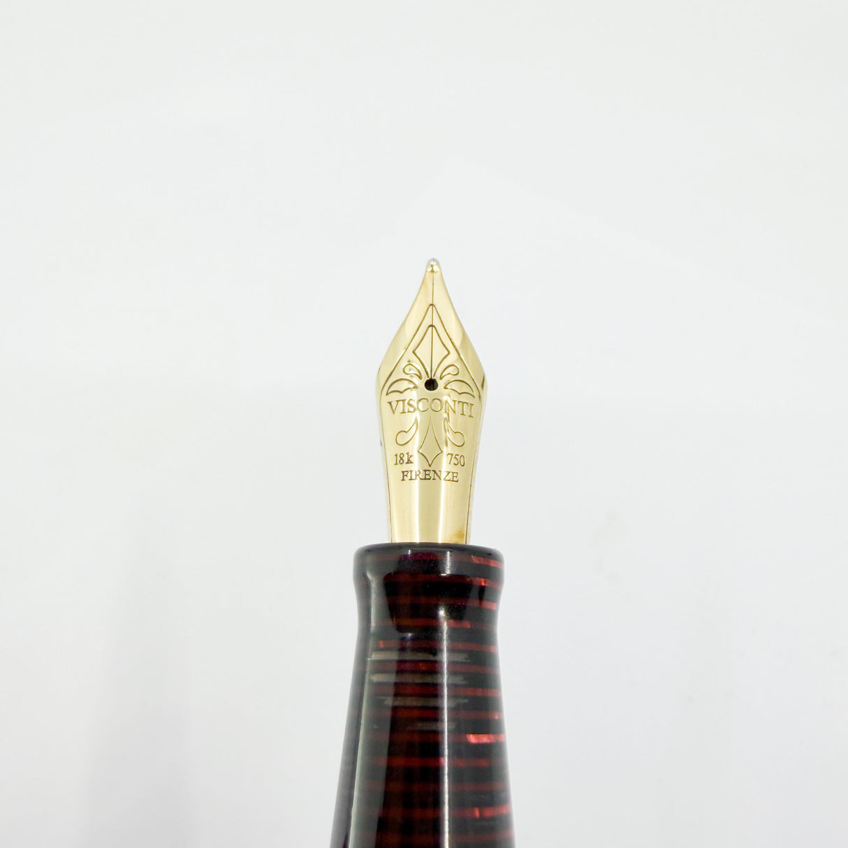 Visconti Manhattan Ruby Red Layered Celluloid Fountain Pen - Medium 18kt Gold Nib