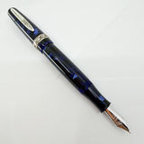Stipula for Swisher Pens  Etruria "Night Blu" -  Large Size Blue Marbled Etruria Limited Edition Fountain Pen - Medium 14kt Gold Nib