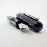 Stipula for Swisher Pens  Etruria "Night Blu" -  Large Size Blue Marbled Etruria Limited Edition Fountain Pen - Medium 14kt Gold Nib