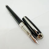 S. T. Dupont  Line D  Eternity Black Lacquer Large Size  Fountain Pen - Palladium Plated Trim - Broad 14kt Gold Nib