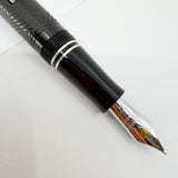 Conway Stewart Churchill Ebonite Collection - Alternating Diagonal Line Pattern Lever-Fill  Fountain Pen - Fine 18kt Gold Nib