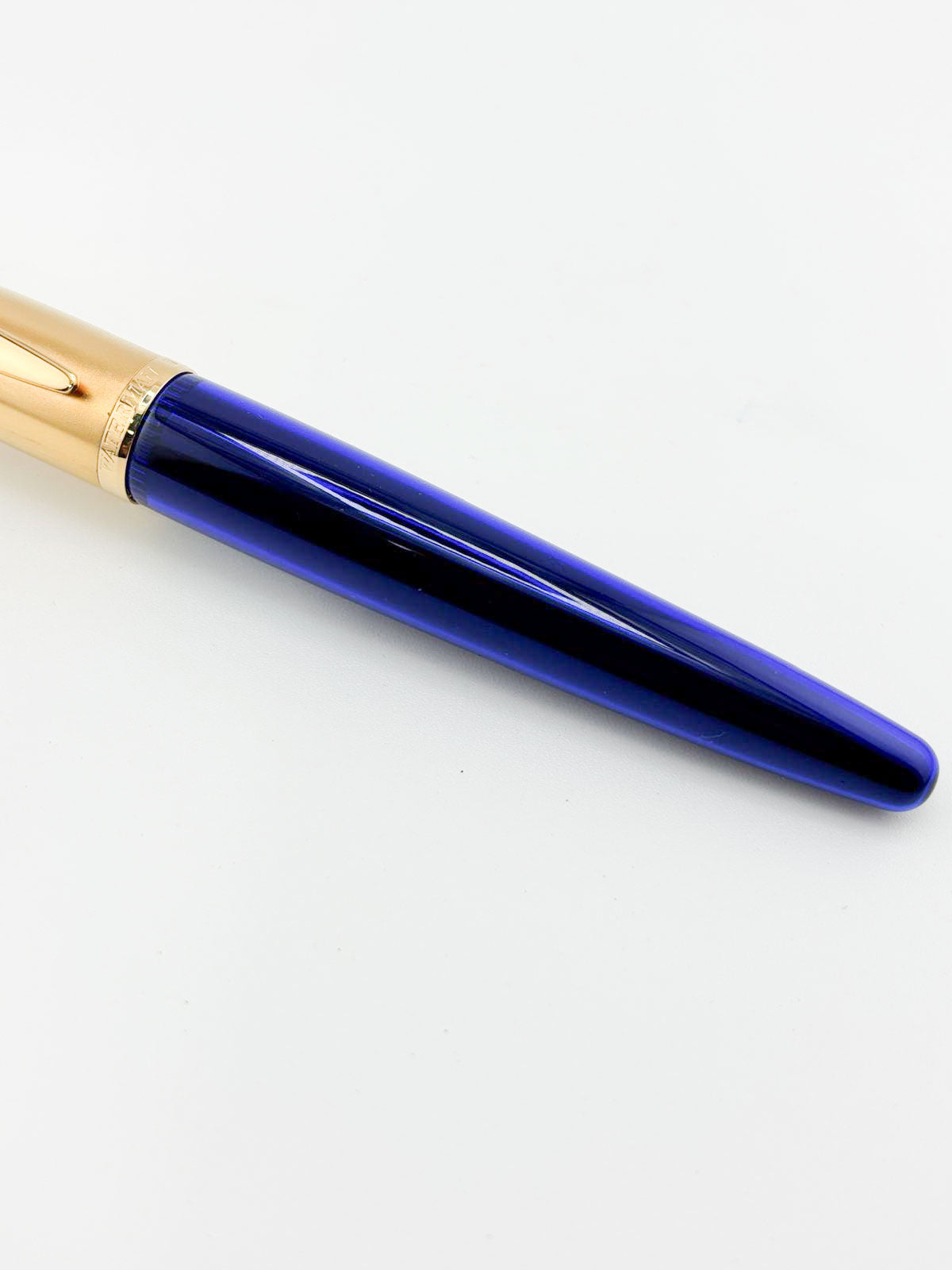 Waterman Edson Blue Translucent Fountain Pen  - Medium 18kt Gold Nib - Rarely Found in this Mint Condition Any Longer!