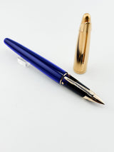 Waterman Edson Blue Translucent Fountain Pen  - Medium 18kt Gold Nib - Rarely Found in this Mint Condition Any Longer!
