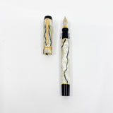 Parker Duofold Centennial (Largest Size) Black & Pearl Fountain Pen  - Fine 18kt Gold Nib