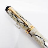 Parker Duofold Centennial (Largest Size) Black & Pearl Fountain Pen  - Fine 18kt Gold Nib