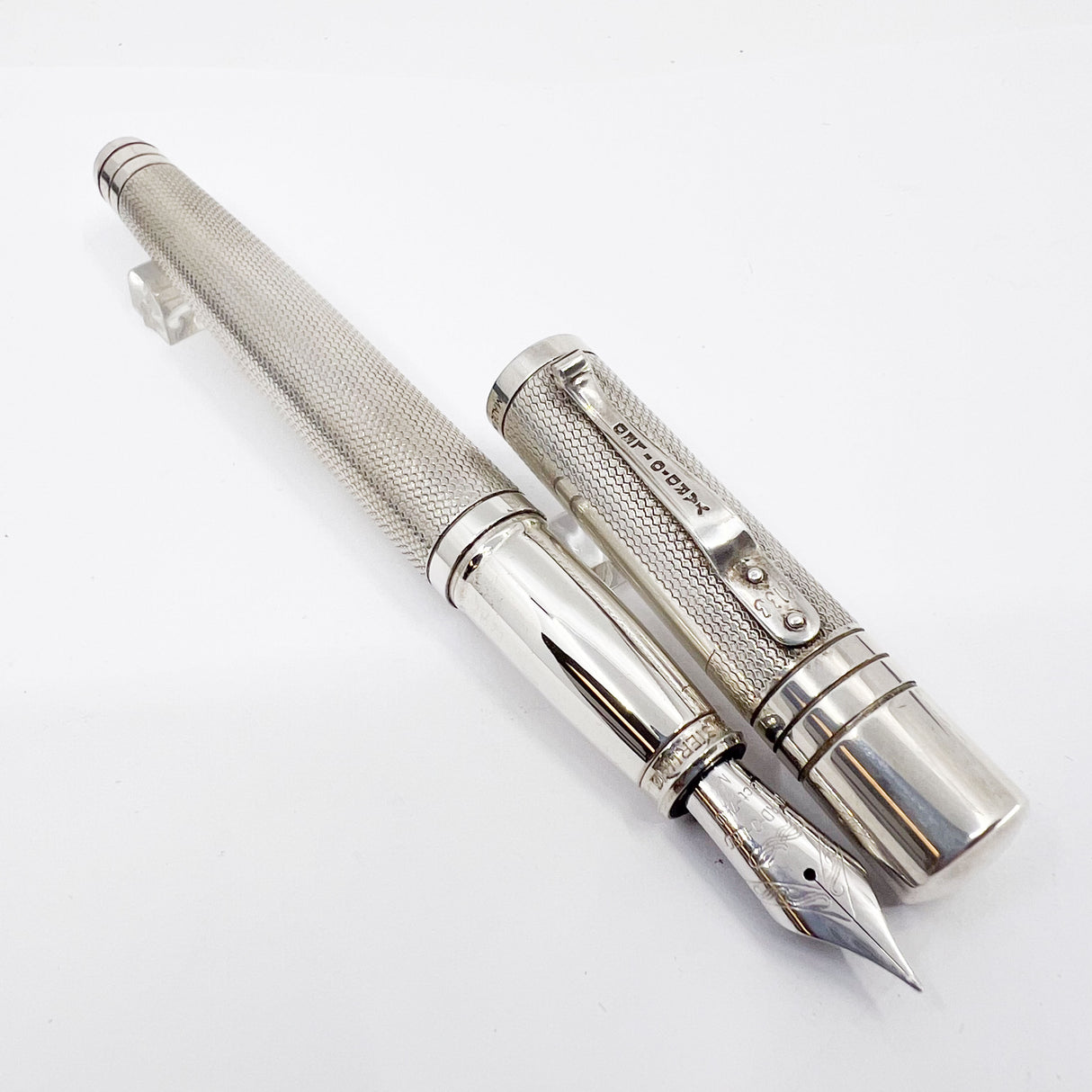 Yard-o-Led Sterling Silver Viceroy Grand Barley Fountain Pen  - Medium 18kt Gold Nib