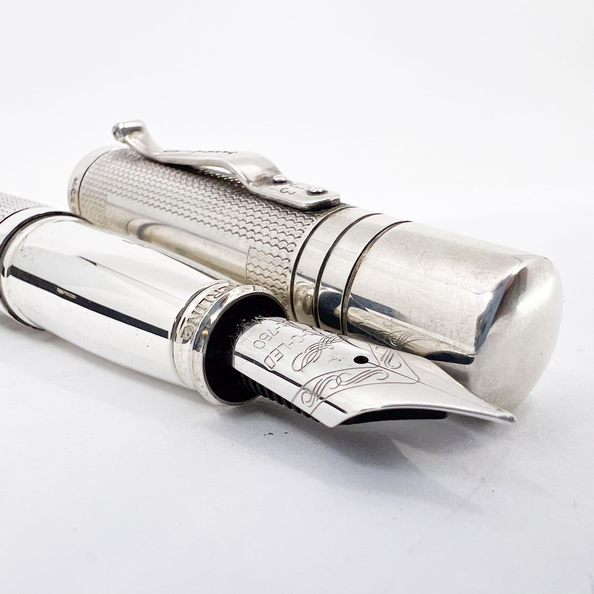 Yard-o-Led Sterling Silver Viceroy Grand Barley Fountain Pen  - Medium 18kt Gold Nib