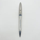 Cartier Art Deco Limited Edition Platinum Plated Ballpoint Pen with Blue Lacquer Accents