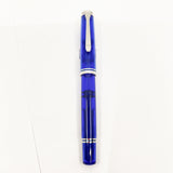 Pelikan M605 Marine Bright Blue Transparent Fountain Pen - Platinum Plated Trim
