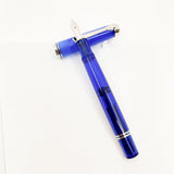 Pelikan M605 Marine Bright Blue Transparent Fountain Pen - Platinum Plated Trim