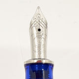 Pelikan M605 Marine Bright Blue Transparent Fountain Pen - Platinum Plated Trim