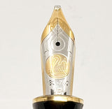 Pelikan M800 Black/Blue Striped Barrel Fountain Pen - ITALIC BROAD NIB