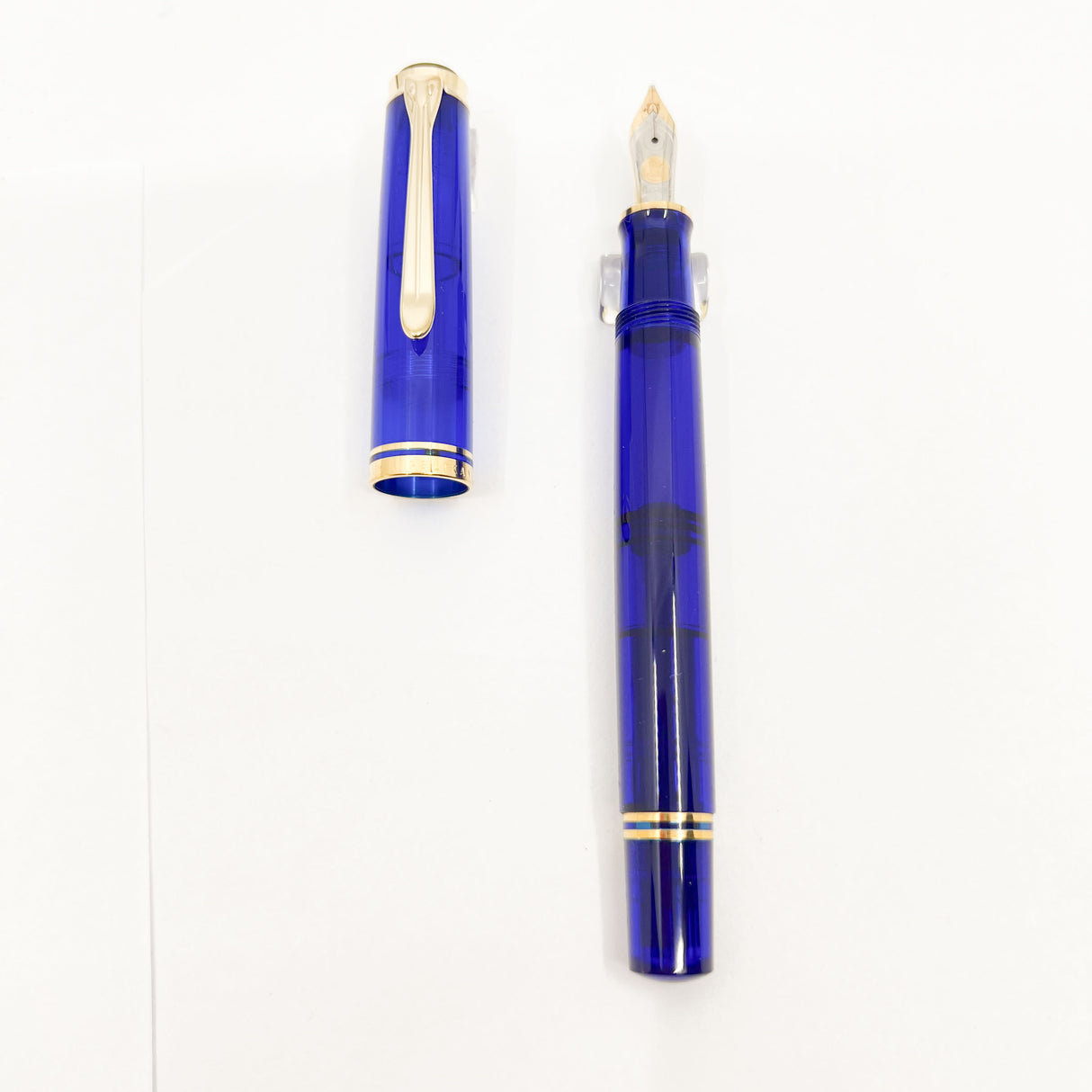 Pelikan M600 Blue Transparent Fountain Pen - Gold Plated Trim