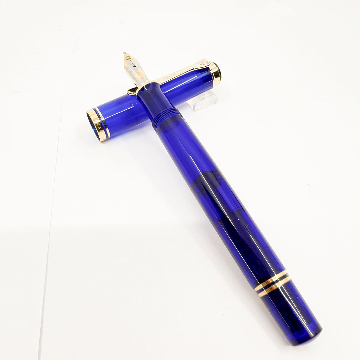 Pelikan M600 Blue Transparent Fountain Pen - Gold Plated Trim
