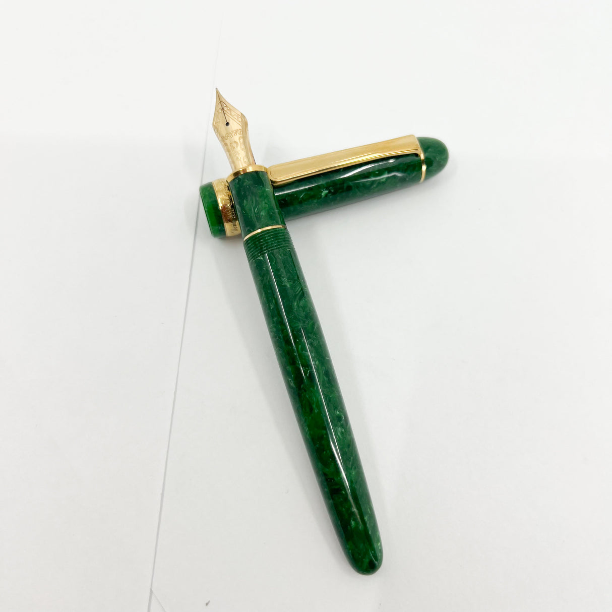 Platinum #3776 Celluloid Marbled Green Fountain Pen