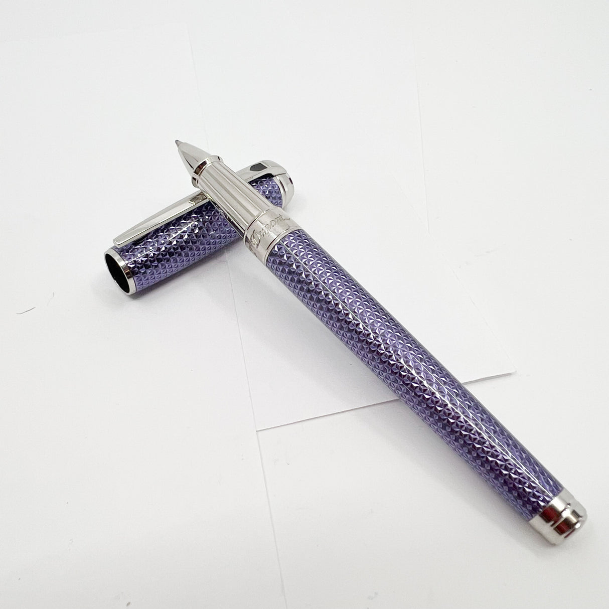 S.T. DuPont Line D Large Lilac Velvet Firehead Guilloche Rollerball