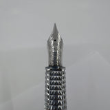 Aurora Alpha Tuscan Night Lustrous Marbled Charcoal Fountain Pen - Medium 14kt Gold Nib