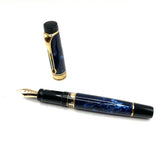Aurora Optima Blue Marble Auroloide Fountain Pen - Medium 14kt Gold Nib