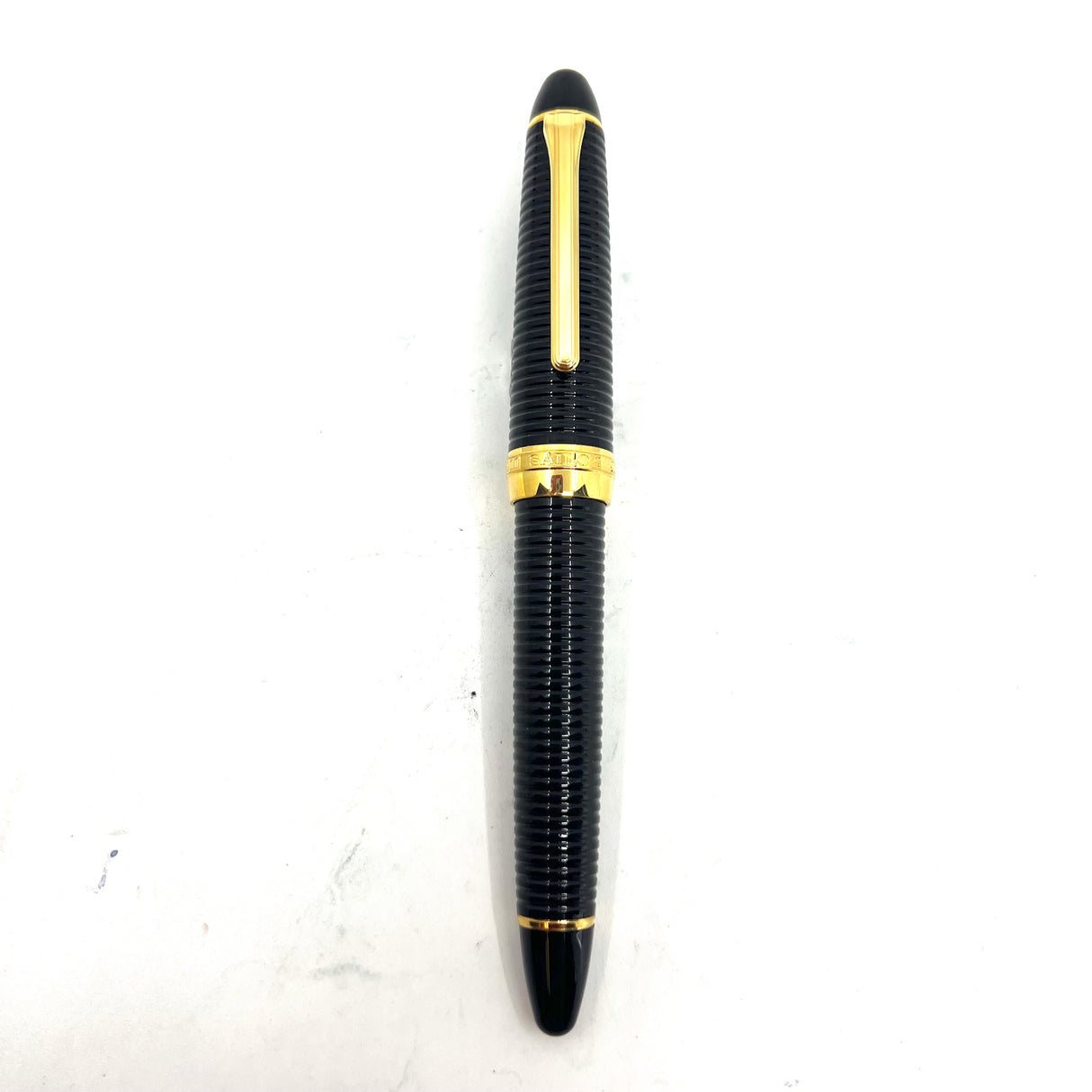 Sailor 1911L Black Ribbed Fountain Pen - Nagahara Jr. Naginata Togi 21K Medium/Fine Nib