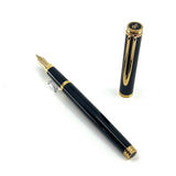Waterman Gentleman Black Lacquered Fountain Pen - Medium 18kt  Gold Nib
