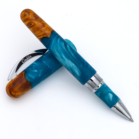 Conklin 1898 Spectra Fusion BLUE CHROME TRIM Rollerball Pen Collection
