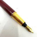 Cartier Pasha Trinity Fountain Pen - Burgundy Lacquer Barrel & Clip - Fluted Heavy 10 Microns Gold Plated Cap - Broad 18kt Gold Nib - An Icon of Cartier!
