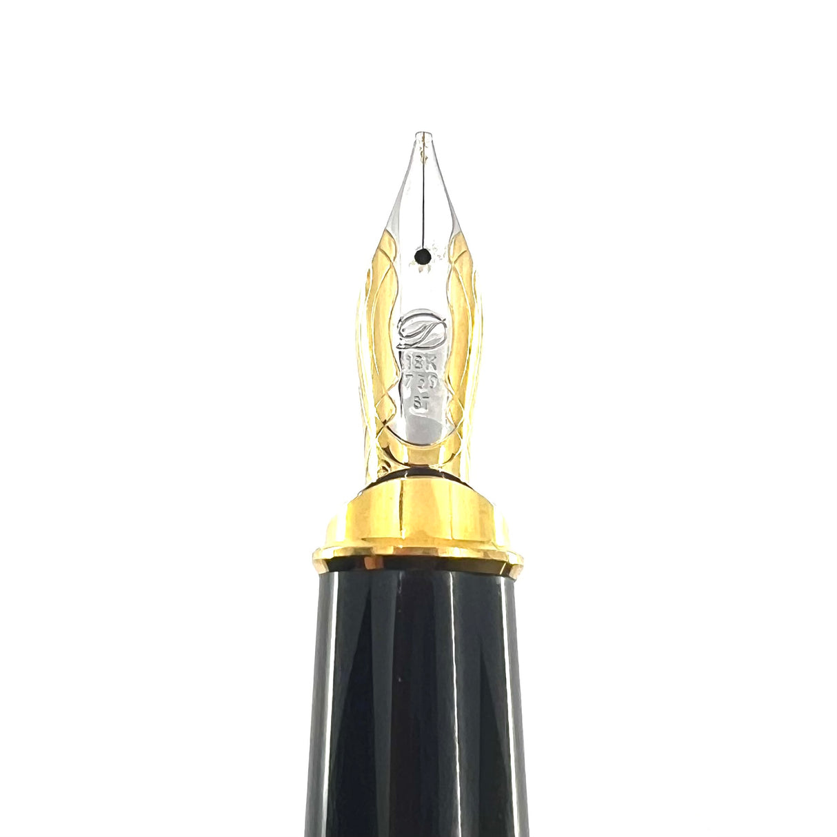 S. T. Dupont Largest Size Orpheo Black Laque de Chine  Fountain Pen  - Broad Stub 18kt Gold Nib