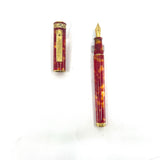 Signum (Italy) Lustrous Marbled Red & Orange  Fountain Pen - Broad 18kt Gold Nib