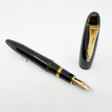 Platinum Izumo Urushi Soratame (Brown/Green)  Oversized Fountain Pen - Medium 18 Kt Gold Nib