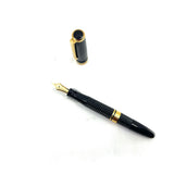 Platinum #3776 "Gathered"/Ribbed Black Fountain  Pen - Broad 14kt Gold Nib