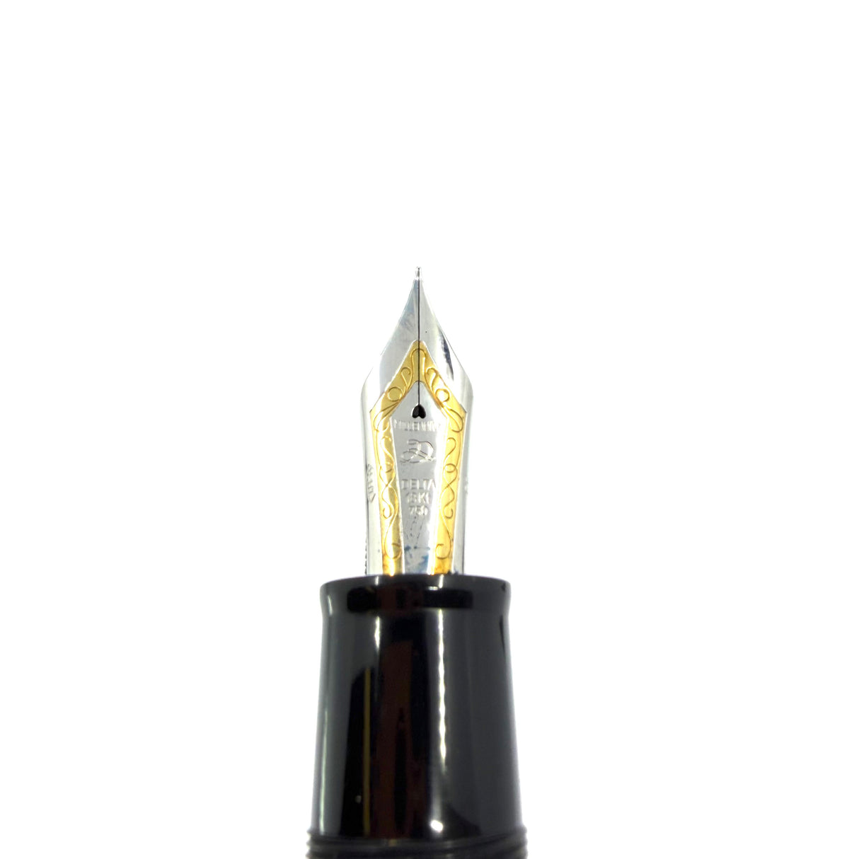Delta - The Original Oversized DolceVita Sterling Silver Trim Fountain Pen - Extra Fine 18kt Gold Nib