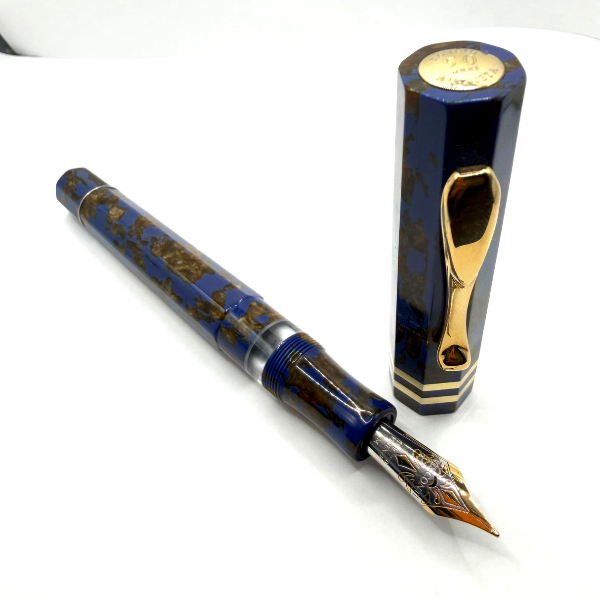 Visconti "Novelli Augusta" Celluloid Limited Edition Fountain Pen Celebrating the 50th anniversary (1951–2001) of Rome's Historic Novelli Pen Shop - Visconti Medium 18kt Gold Nib