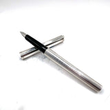 S.T. Dupont Sterling Silver- Smooth Cap/Fluted Barrel Fountain Pen - Fine 18kt Gold Nib