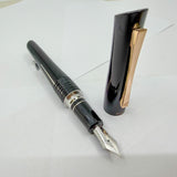 Pilot Black Lacquered Bamboo Metal Oversized Fountain  Pen - Fine 18kt Gold Nib