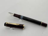 Pelikan M200 Black Barrel and Burgundy Cap and ends Fountain Pen Gold Plated Trim
