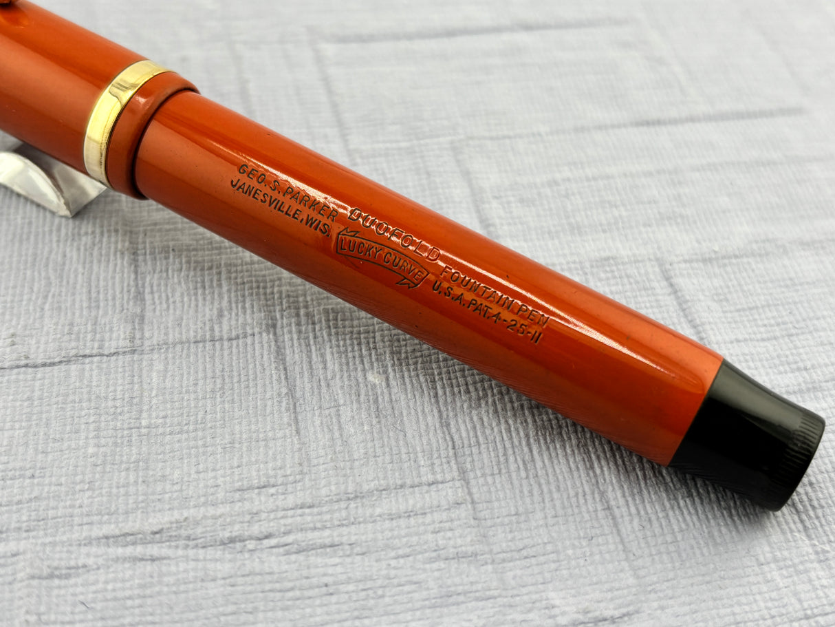 PARKER Duofold Senior Orange Permanite ("Big Red") Fountain Pen