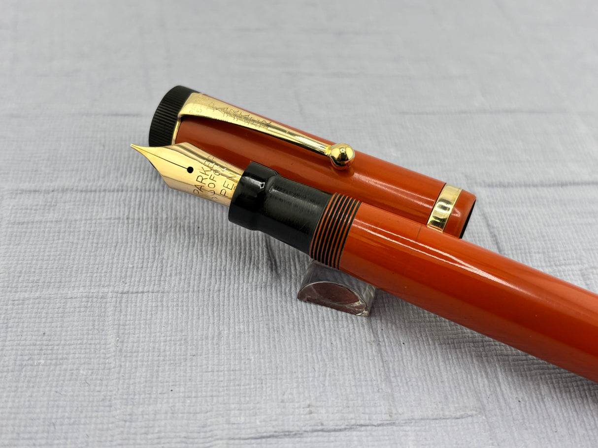 PARKER Duofold Senior Orange Permanite ("Big Red") Fountain Pen
