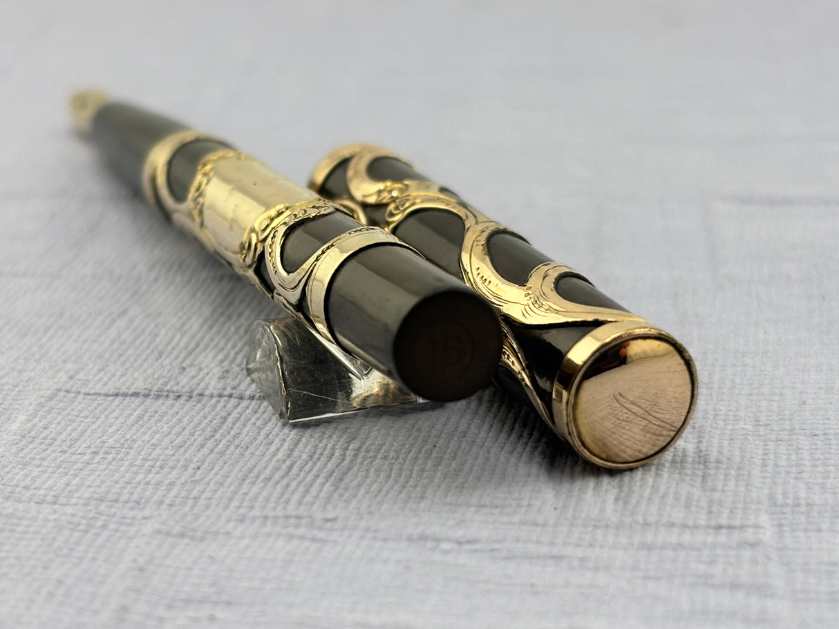 Parker Lucky Curve  #16  Gold Filled Filigree Overlay Eyedropper Fountain Pen