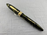 Sheaffer White Dot Balance "Autograph" Green Marble (Marine Green) Fountain Pen - 14kt Gold Clip, Cap Band & Lever