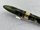 Sheaffer White Dot Balance "Autograph" Green Marble (Marine Green) Fountain Pen - 14kt Gold Clip, Cap Band & Lever