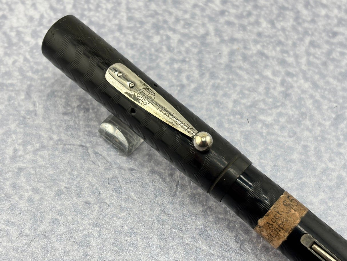 Waterman # 55 BCHR Black Chased Hard Rubber Fountain Pen with Original $5.75 Price Sticker