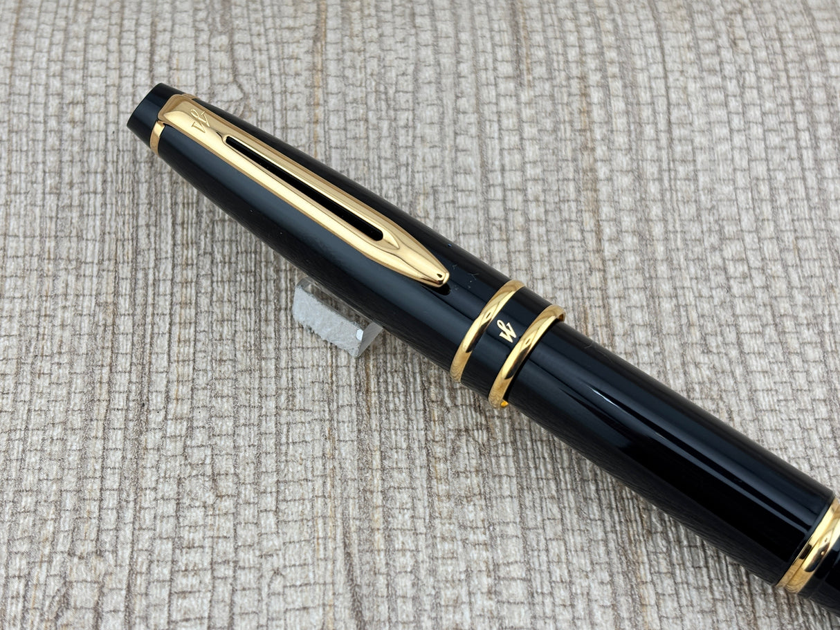 Waterman Expert Black Gold Trim  - Rollerball Pen