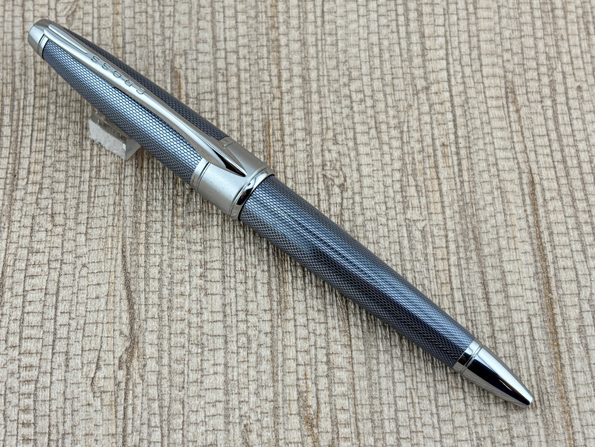 Cross Apogee Guilloche Barleycorn Pattern Frosty Steel   - Ballpoint Pen