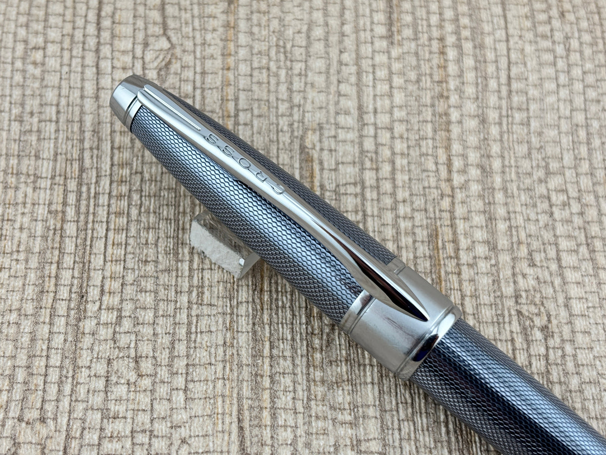 Cross Apogee Guilloche Barleycorn Pattern Frosty Steel   - Ballpoint Pen