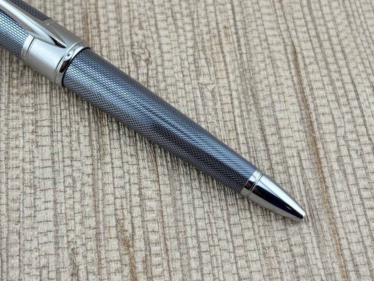 Cross Apogee Guilloche Barleycorn Pattern Frosty Steel   - Ballpoint Pen
