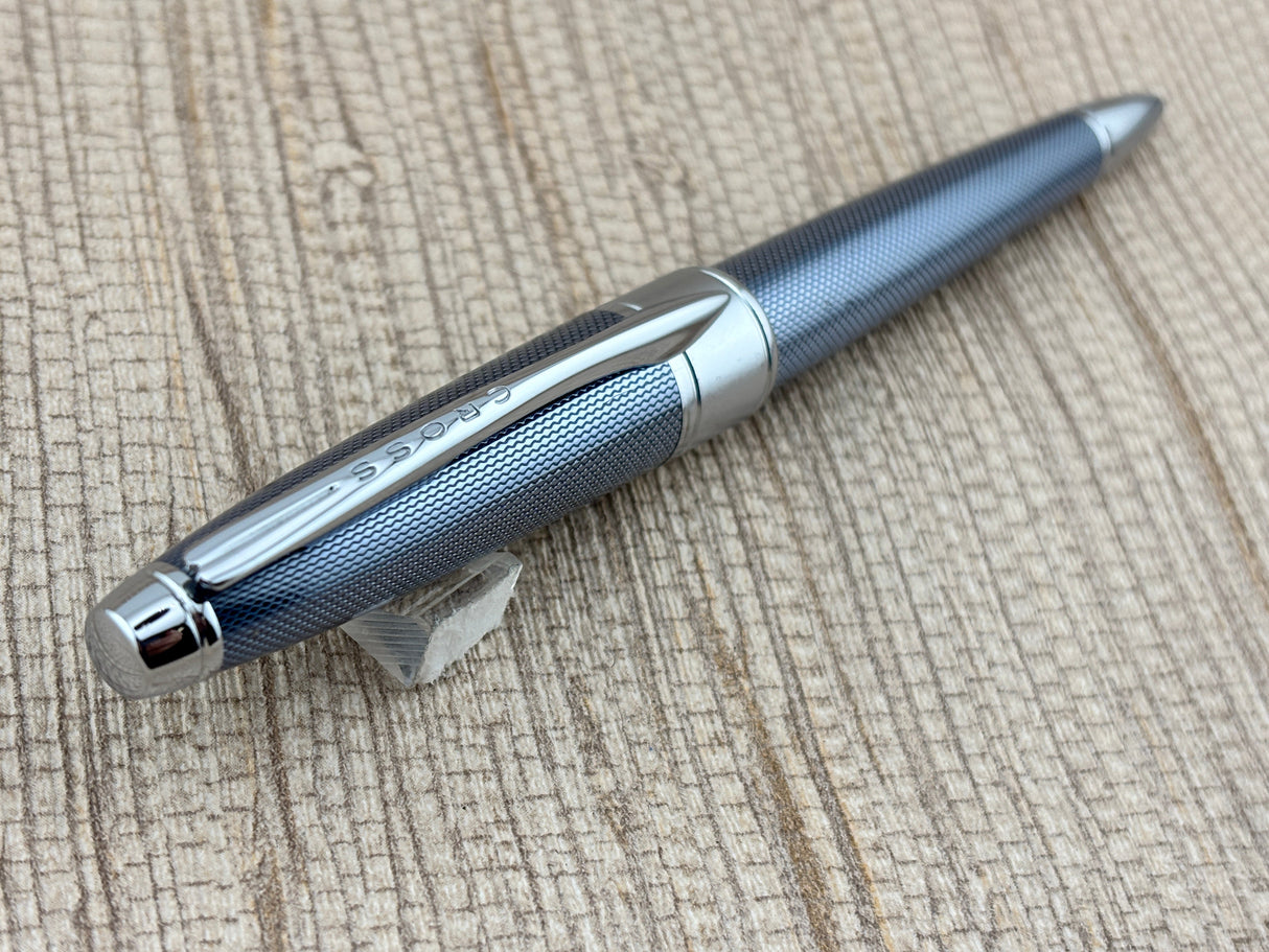 Cross Apogee Guilloche Barleycorn Pattern Frosty Steel   - Ballpoint Pen