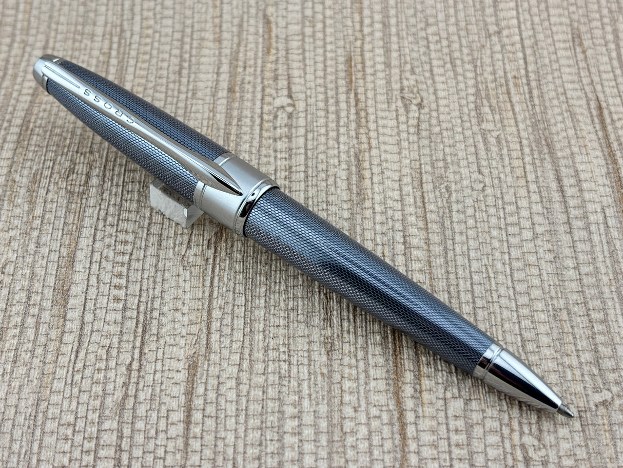 Cross Apogee Guilloche Barleycorn Pattern Frosty Steel   - Ballpoint Pen