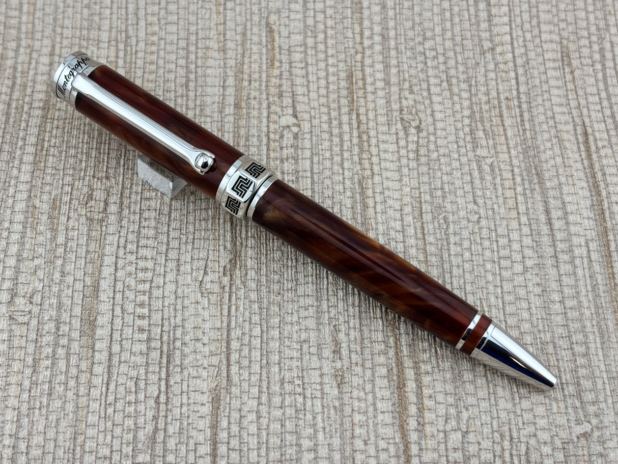 Montegrappa Espressione Brown Marble Rhodium Trim - Ballpoint Pen