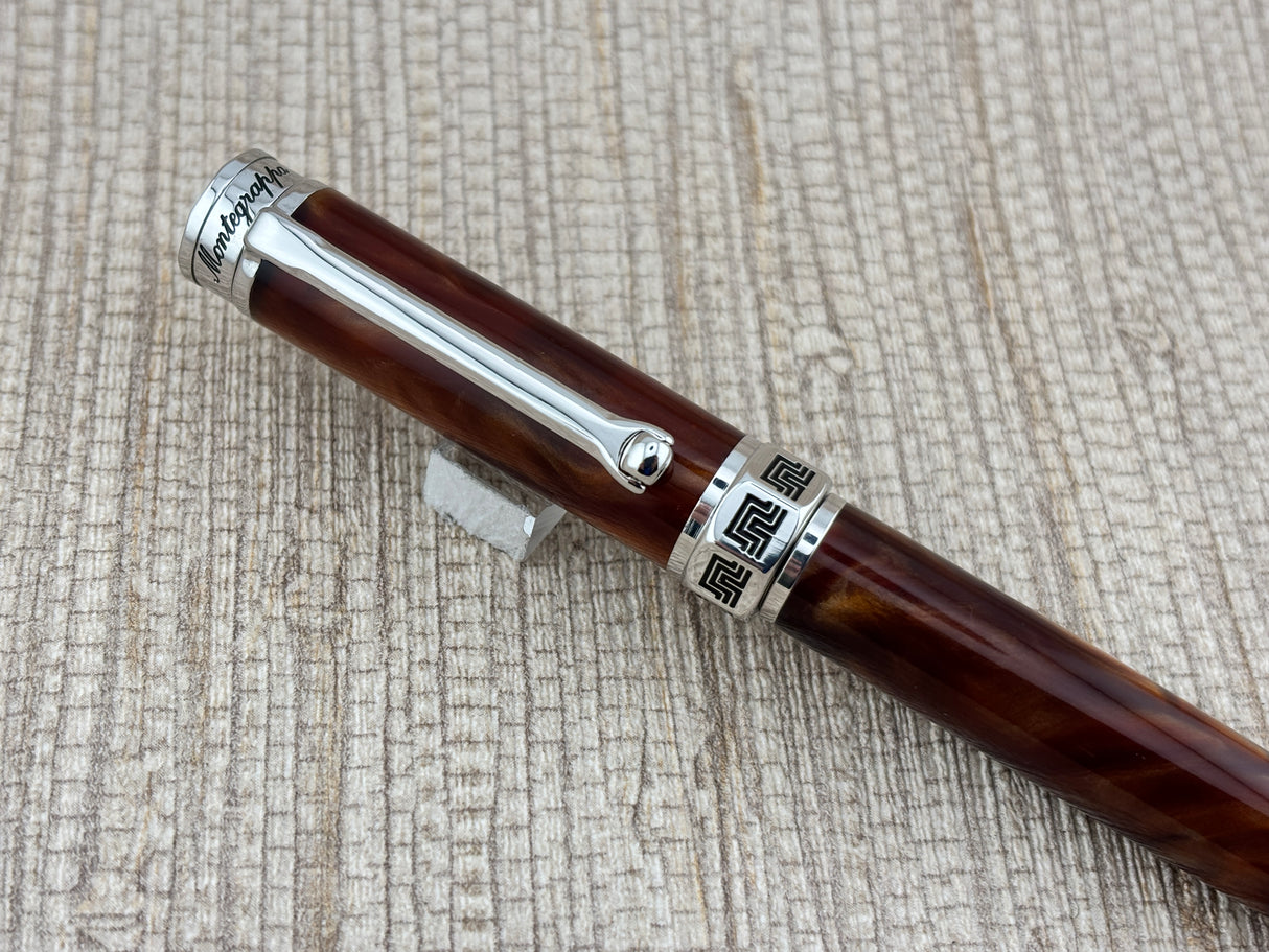 Montegrappa Espressione Brown Marble Rhodium Trim - Ballpoint Pen