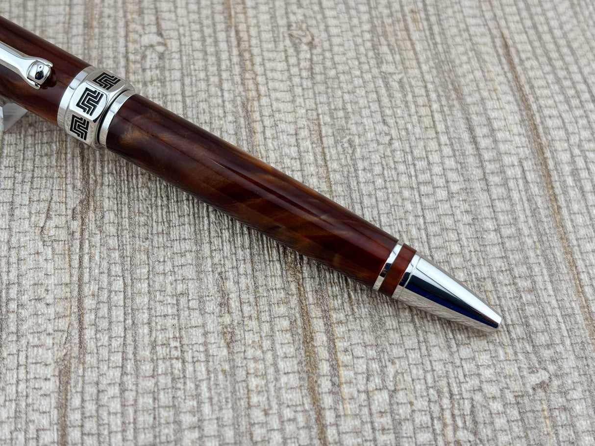 Montegrappa Espressione Brown Marble Rhodium Trim - Ballpoint Pen